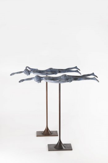 2019, Vzduchoplavci, Bronz, 58 cm, 2019, Flying dreamer, Bronze, 58 cm