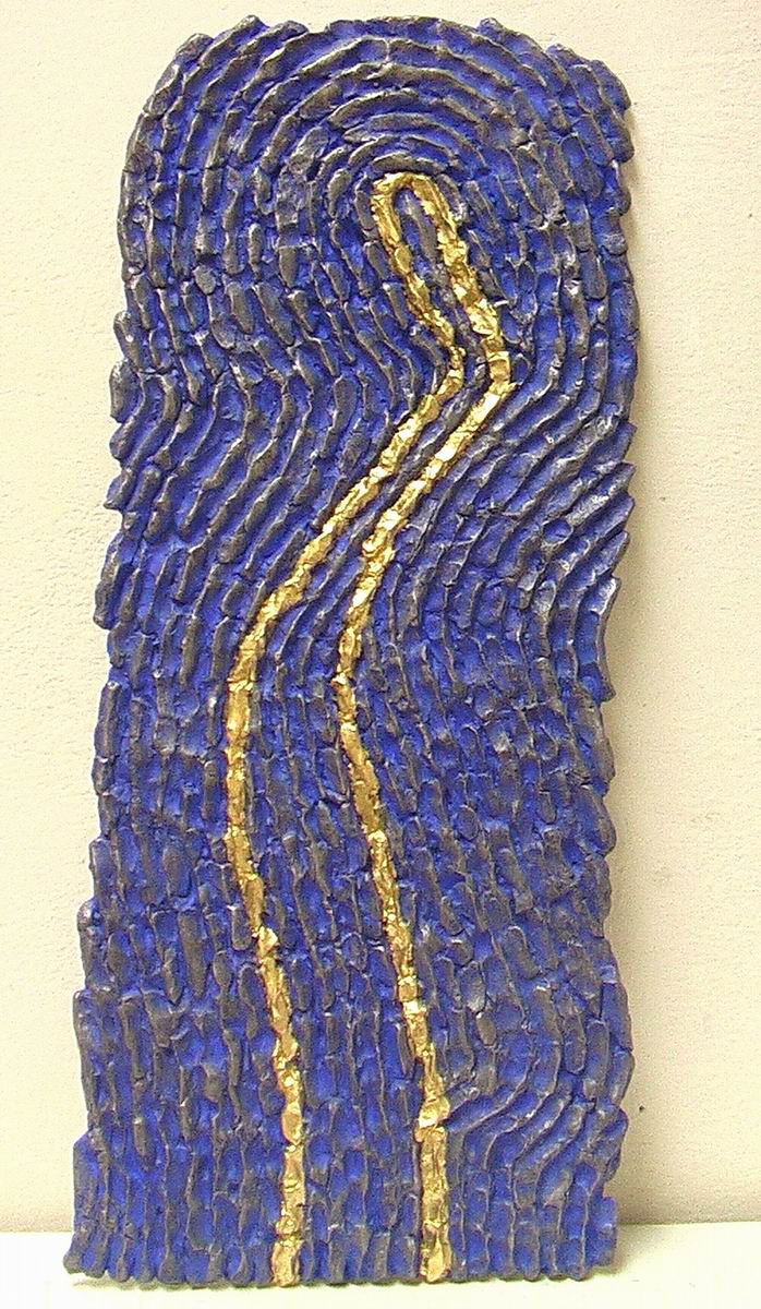 2001,Tři obrysy ,cín, 67x29 cm