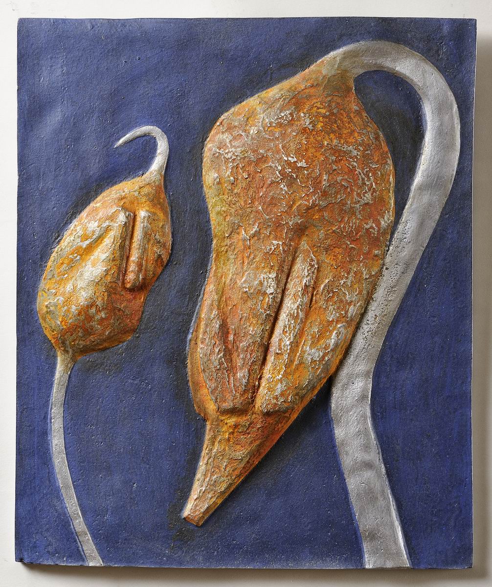 2010,Květy plodů 8 ,cín, 35x25 cm